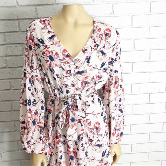 Parker Women’s Floral Long Sleeve Tie Dress - Picture 2 of 8